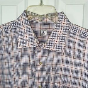 Peter Millar XL Mens button up shirt. Multi color thin plaid